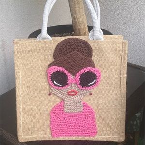 New Tote Bag Crochet Girl Portrait